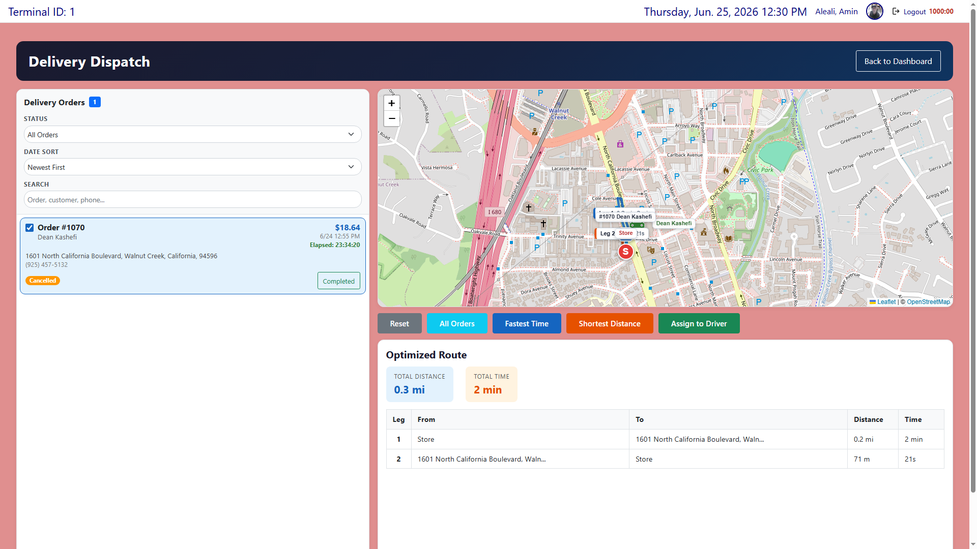 InTouchPOS screenshot: 4-DeliveryDispatch
