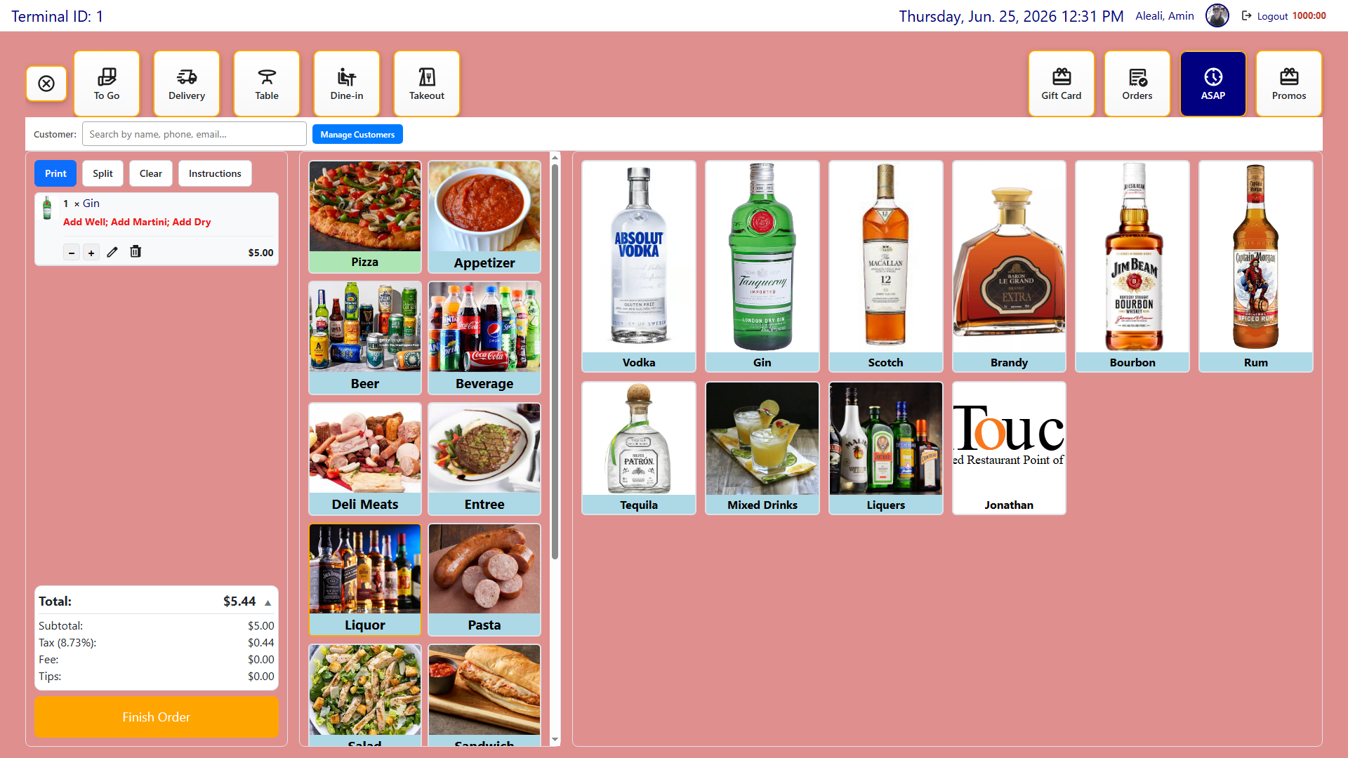 InTouchPOS screenshot: 5-Orders