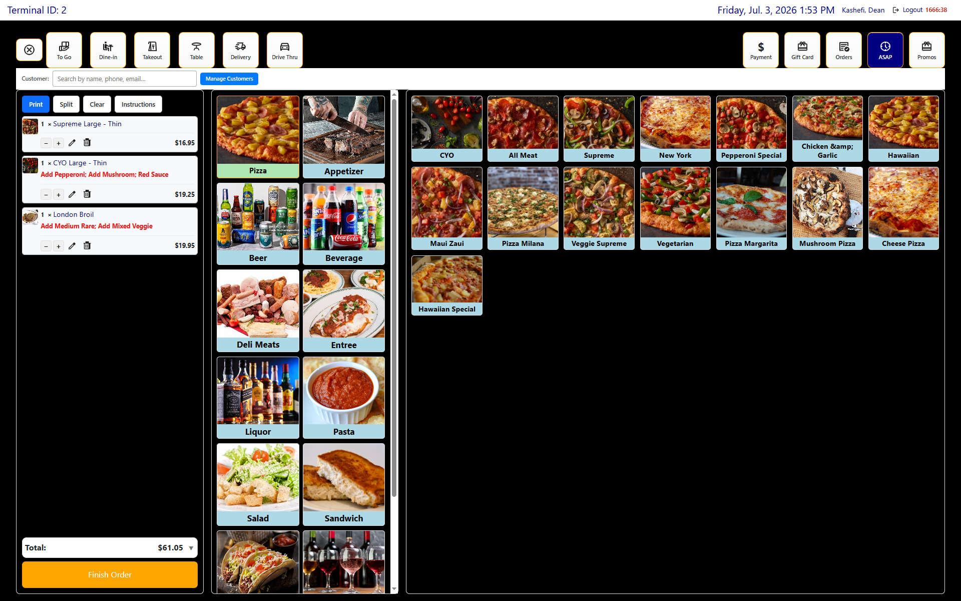 InTouchPOS screenshot: corp1