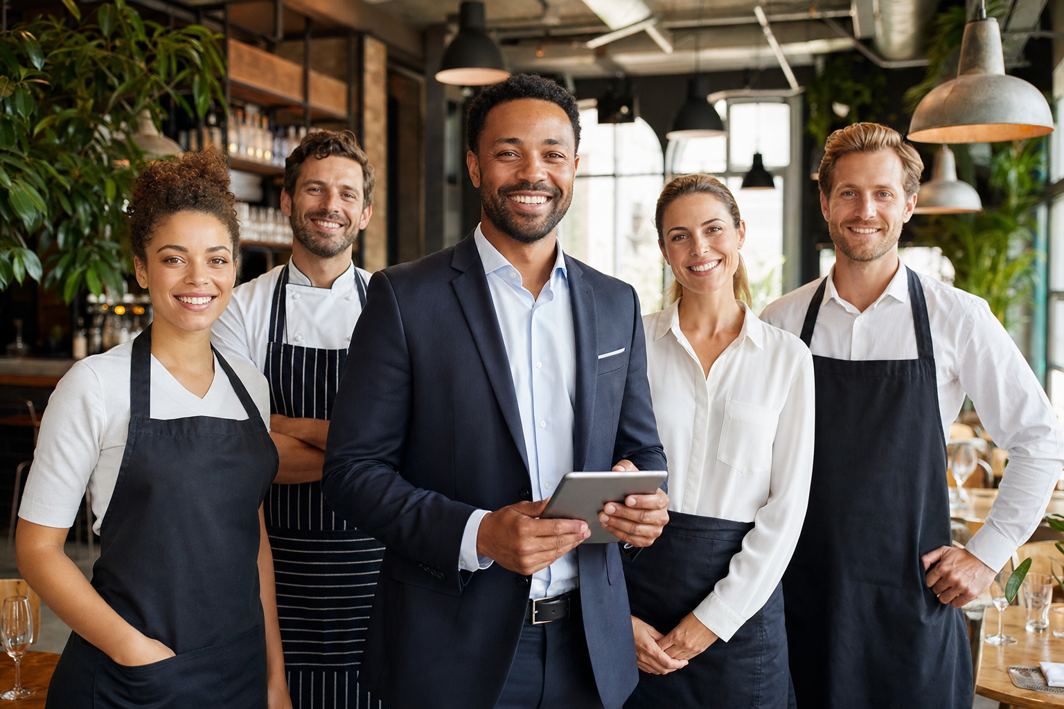 The InTouchPOS team in a modern restaurant
