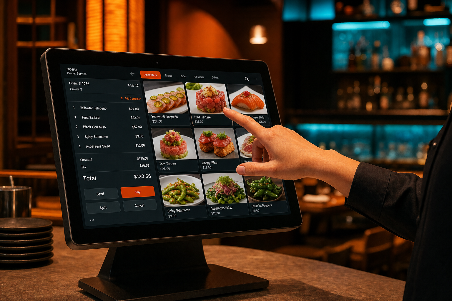 InTouchPOS touchscreen point of sale terminal in a restaurant