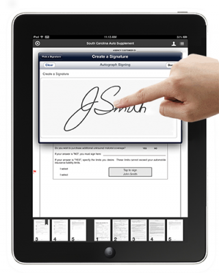 mobile e signature with hand image